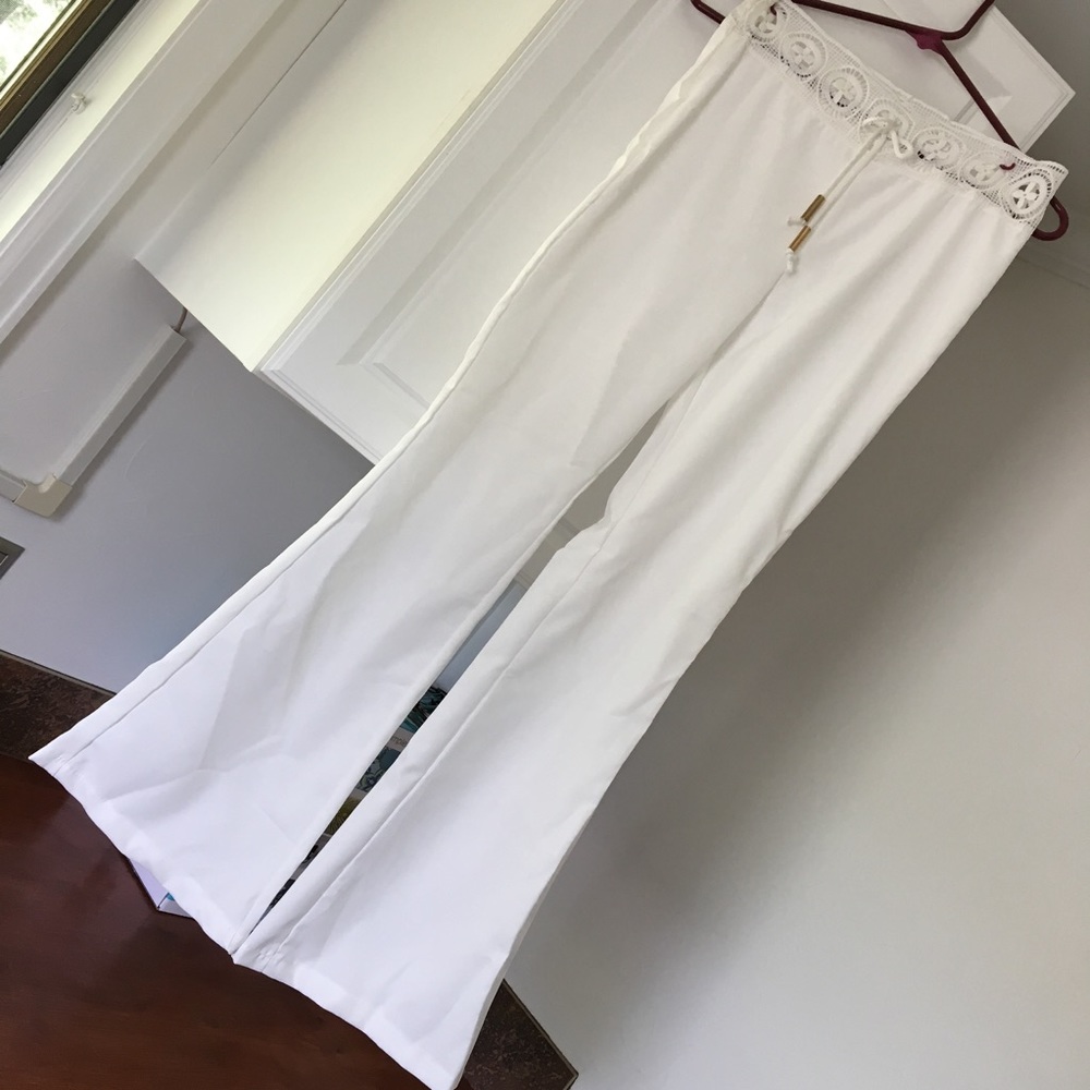 White boho style beach pants
